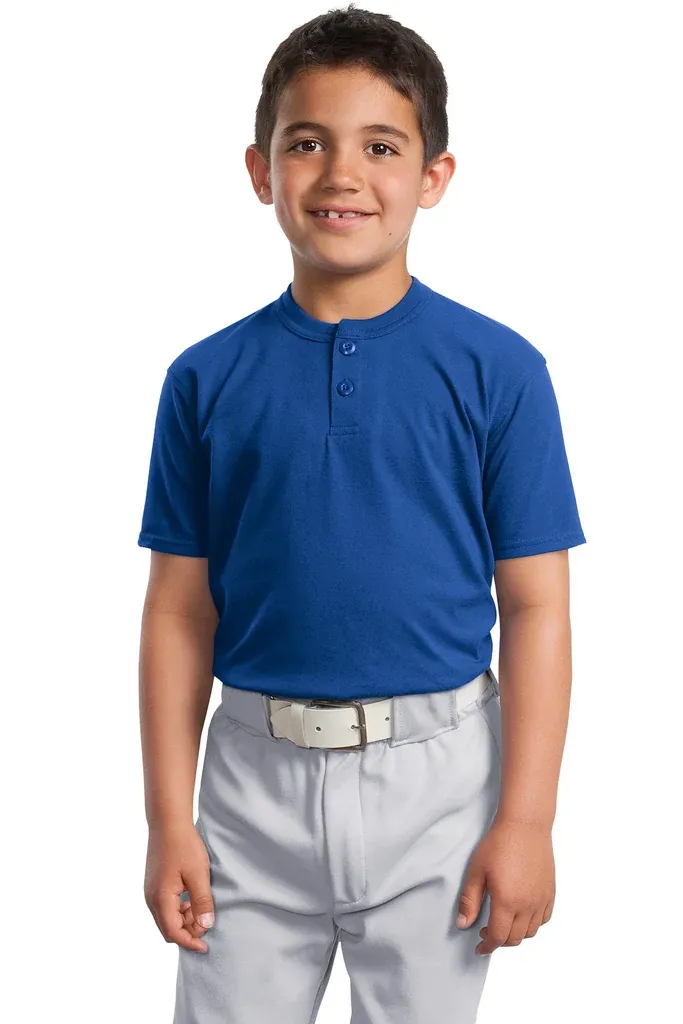 DISCONTINUED Sport-Tek® Youth Short Sleeve Henley. YT210 - additional view 4