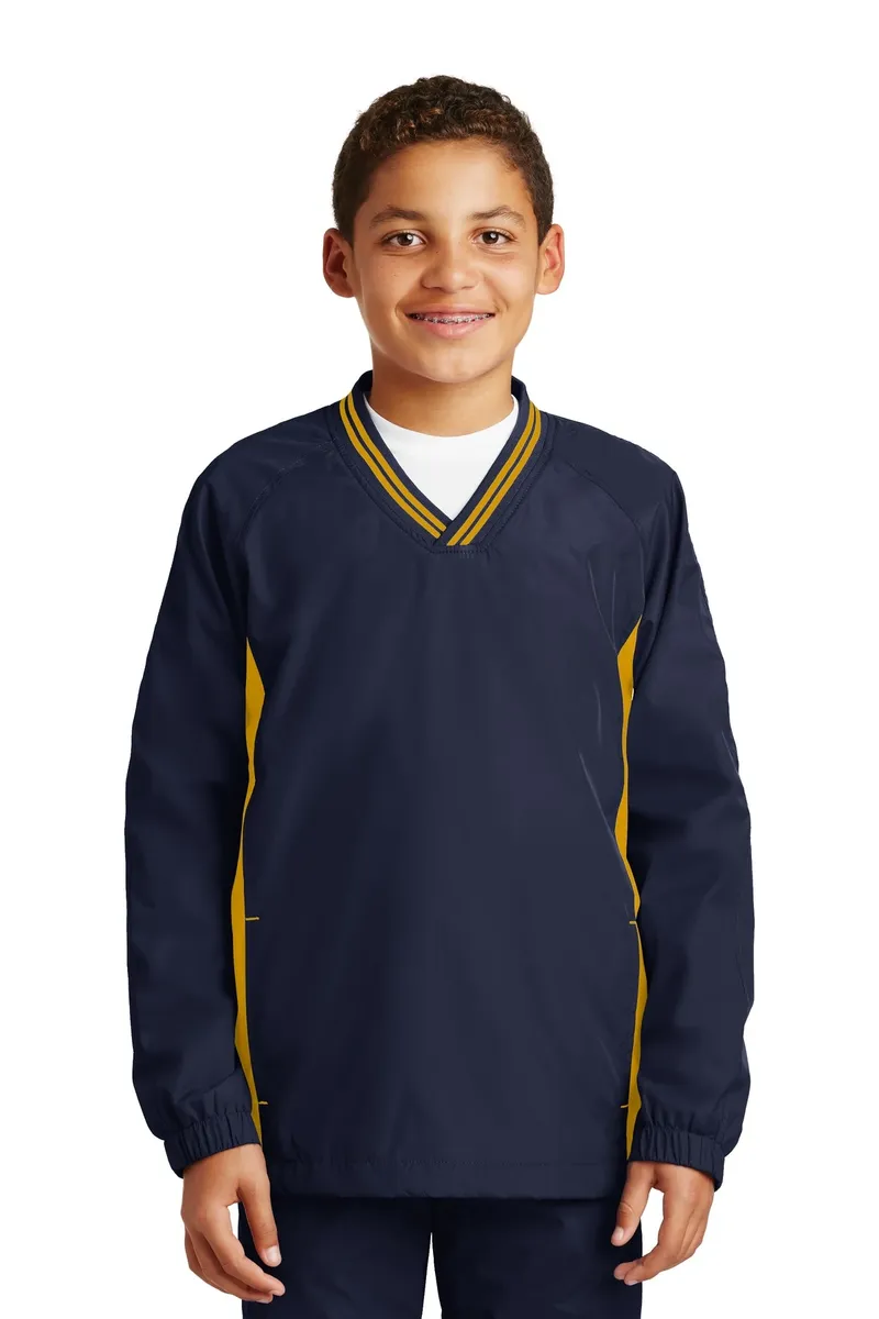DISCONTINUED Sport-Tek® Youth Tipped V-Neck Raglan Wind Shirt. YST62