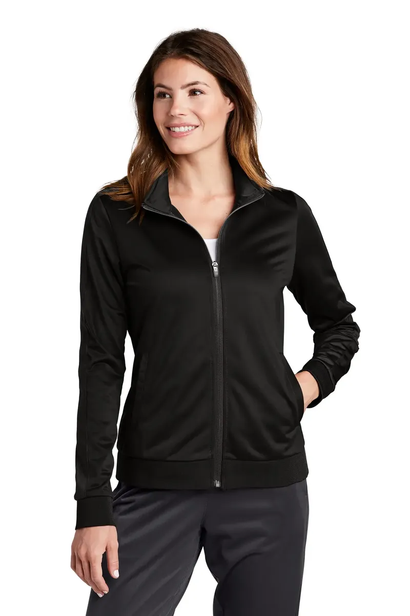 Sport-Tek ® Ladies Tricot Sleeve Stripe Track Jacket. LST94 - additional view 2