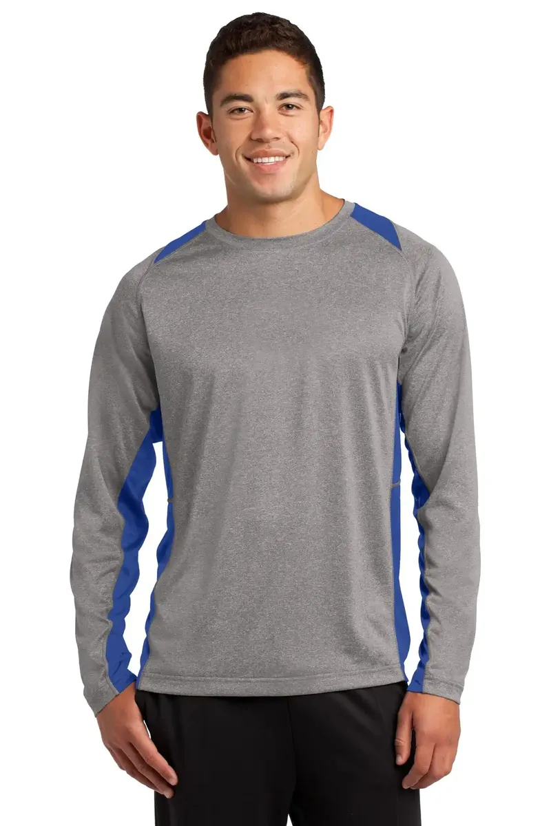 Sport-Tek® Long Sleeve Heather Colorblock Contender Tee. ST361LS - additional view 3