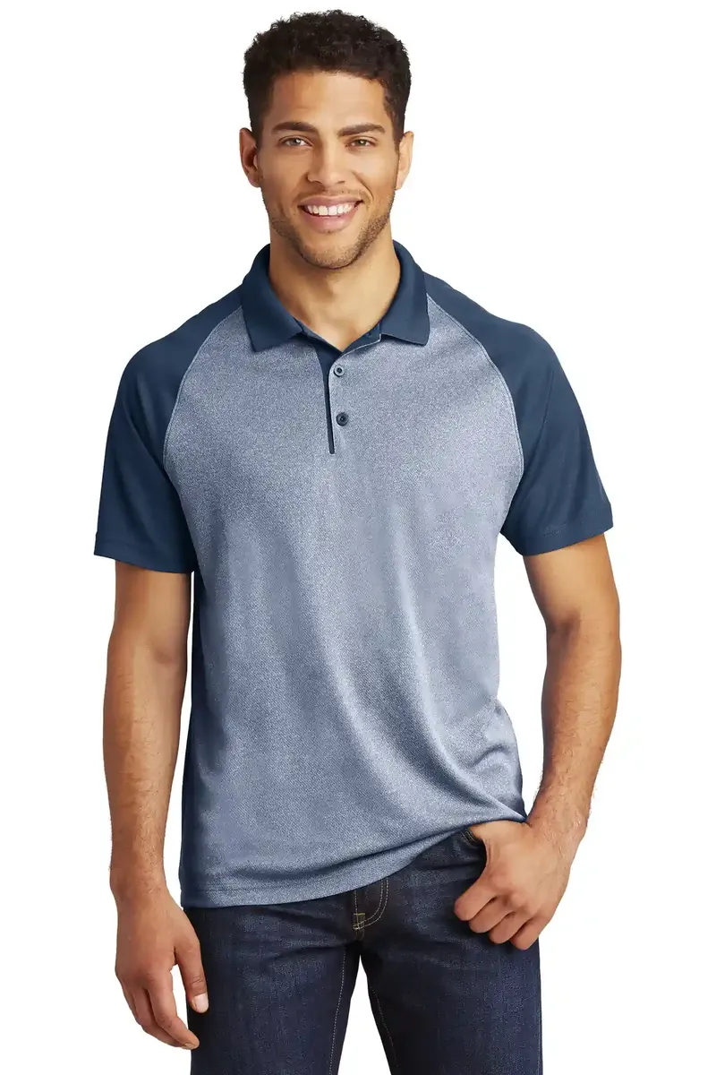 Sport-Tek ® PosiCharge ® RacerMesh ® Raglan Heather Block Polo. ST641 - additional view 1