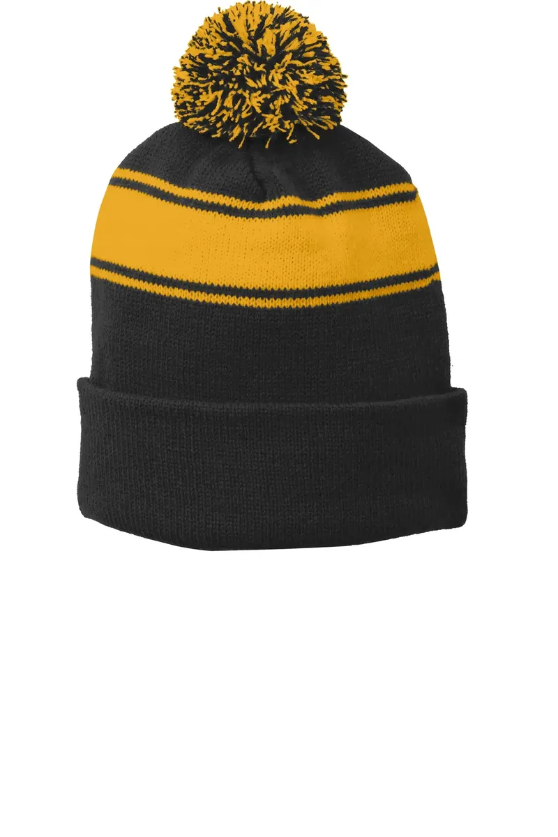 Sport-Tek® Stripe Pom Pom Beanie.  STC28 - additional view 1