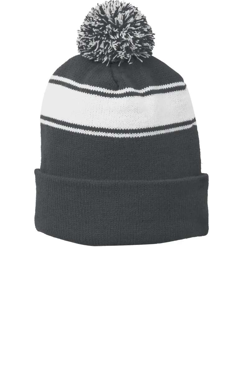 Sport-Tek® Stripe Pom Pom Beanie.  STC28 - additional view 4