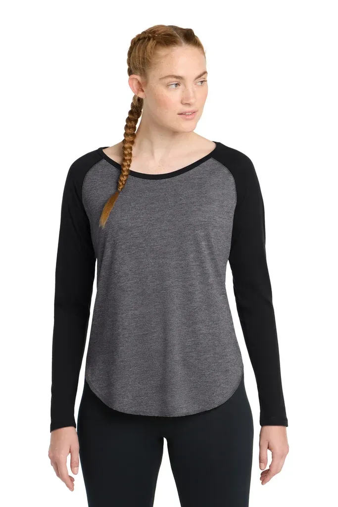 Sport-Tek ® Women's PosiCharge ® Long Sleeve Tri-Blend Wicking Scoop Neck Raglan Tee LST400LS - additional view 9