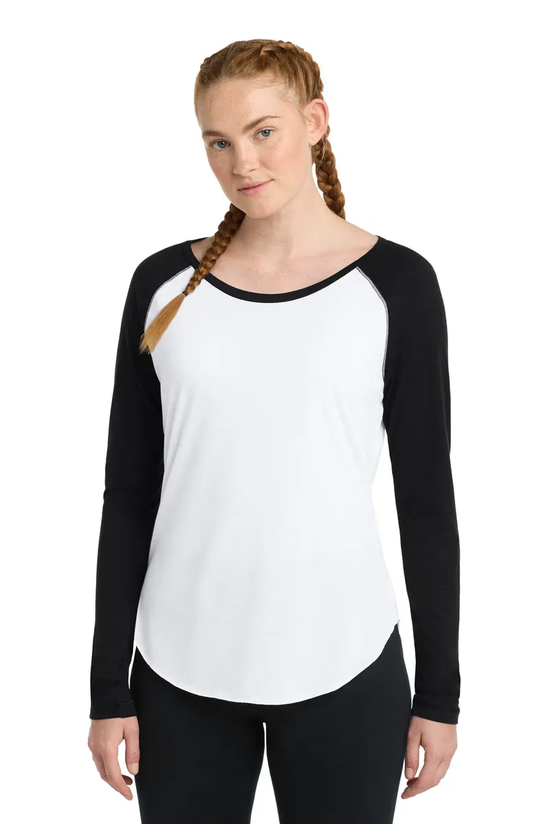 Sport-Tek ® Women's PosiCharge ® Long Sleeve Tri-Blend Wicking Scoop Neck Raglan Tee LST400LS - additional view 6