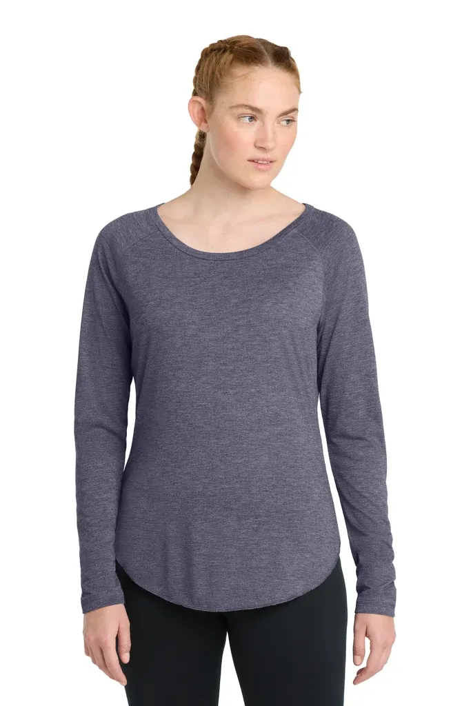 Sport-Tek ® Women's PosiCharge ® Long Sleeve Tri-Blend Wicking Scoop Neck Raglan Tee LST400LS - additional view 4