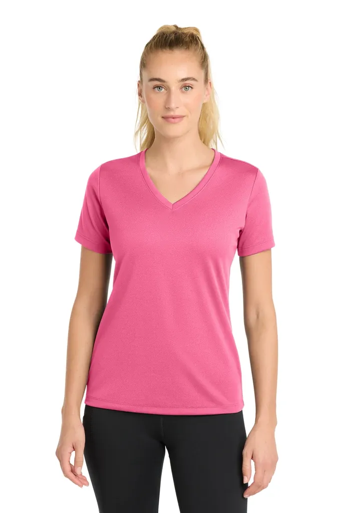 Sport-Tek® Women's PosiCharge® RacerMesh® V-Neck Tee. LST340 - additional view 2