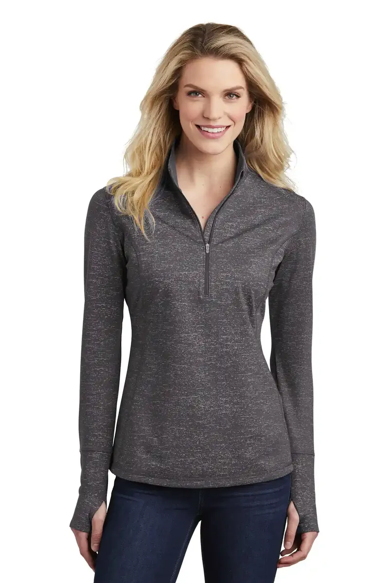 Sport-Tek ® Women's Sport-Wick ® Stretch Reflective Heather 1/2-Zip Pullover. LST855 - additional view 3