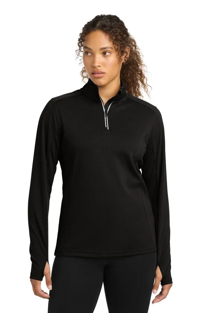 Sport-Tek® Women's Sport-Wick® Textured 1/4-Zip Pullover.  LST860 - additional view 1