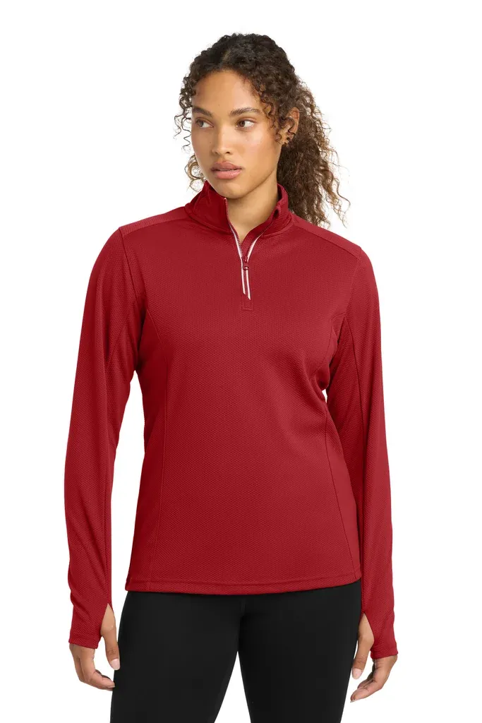 Sport-Tek® Women's Sport-Wick® Textured 1/4-Zip Pullover.  LST860 - additional view 2