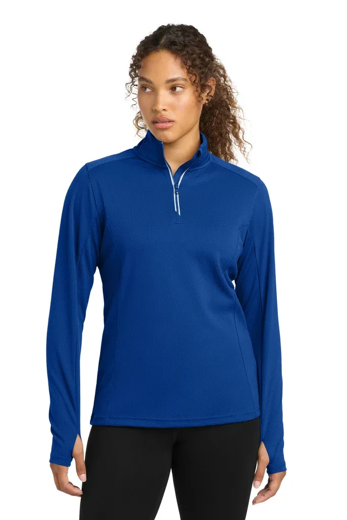 Sport-Tek® Women's Sport-Wick® Textured 1/4-Zip Pullover.  LST860 - additional view 3