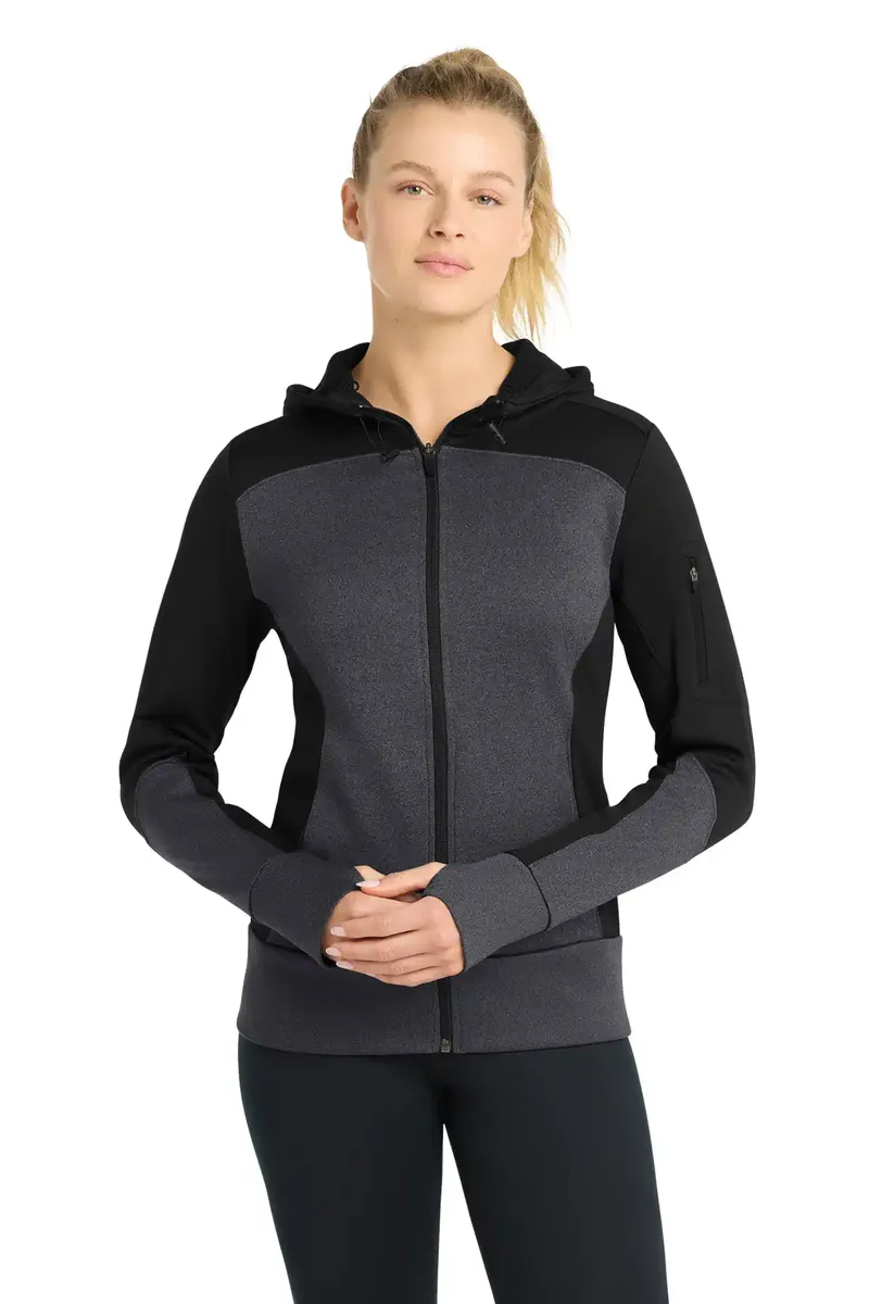 Sport-Tek® Women's Tech Fleece Colorblock Full-Zip Hooded Jacket. LST245