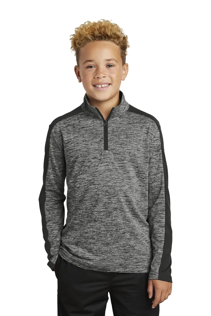 Sport-Tek ® Youth PosiCharge ® Electric Heather Colorblock 1/4-Zip Pullover. YST397 - additional view 2