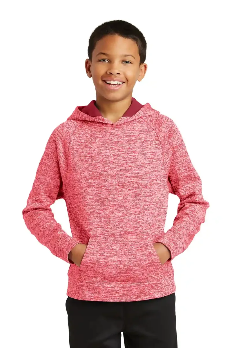 Sport-Tek® Youth PosiCharge® Electric Heather Fleece Hooded Pullover. YST225 - additional view 2