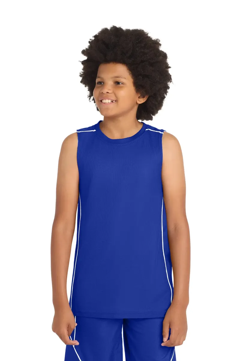 Sport-Tek® Youth PosiCharge® Mesh Reversible Sleeveless Tee. YT555 - additional view 3