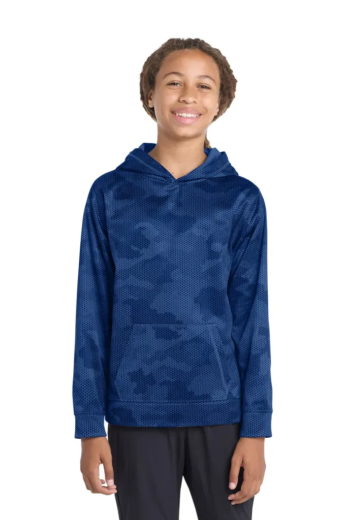 Sport-Tek® Youth Sport-Wick® CamoHex Fleece Hooded Pullover. YST240