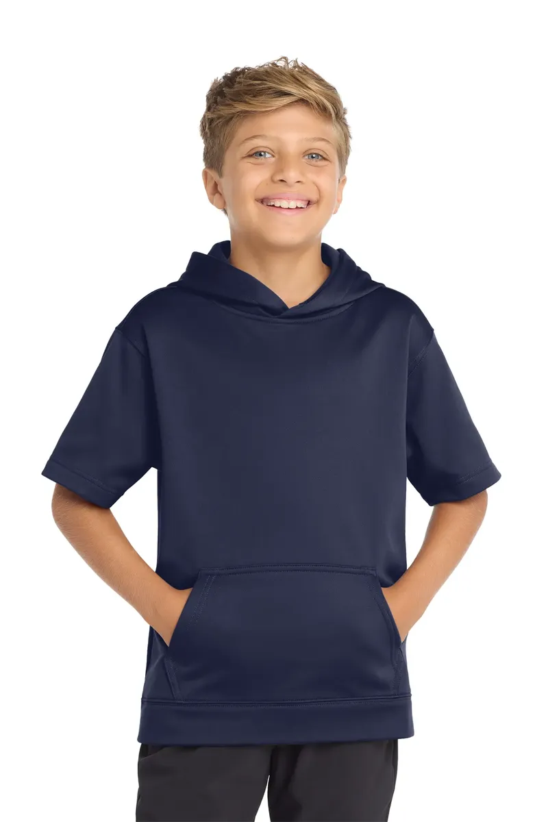 Sport-Tek ® Youth Sport-Wick ® Fleece Short Sleeve Hooded Pullover. YST251 - additional view 2