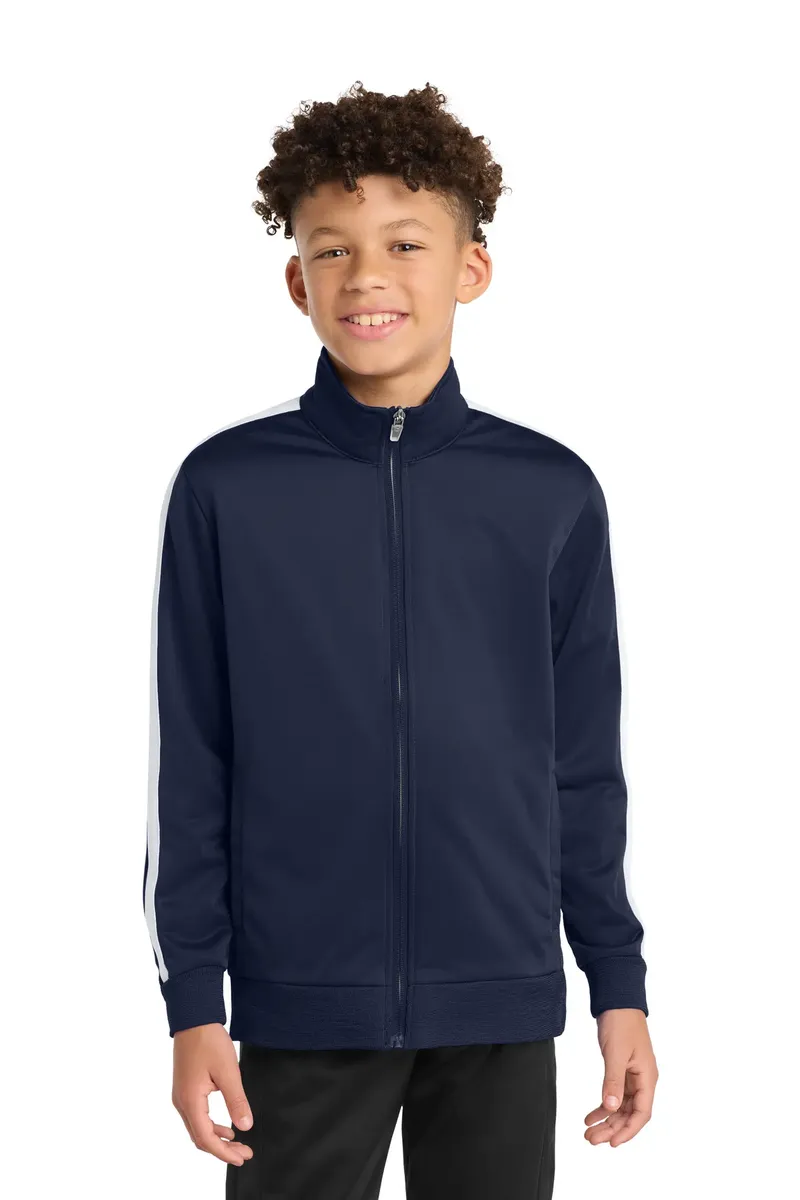 Sport-Tek ® Youth Tricot Sleeve Stripe Track Jacket. YST94 - additional view 1