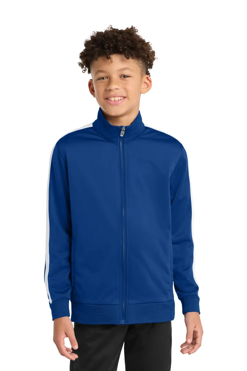 Sport-Tek ® Youth Tricot Sleeve Stripe Track Jacket. YST94 - additional view 3